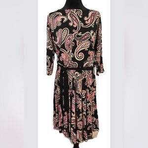Charter Club Paisley, Black Pleated Dress ￼size Large